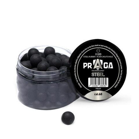 Billes caoutchouc acier C68 Praga Technology – lot de 100