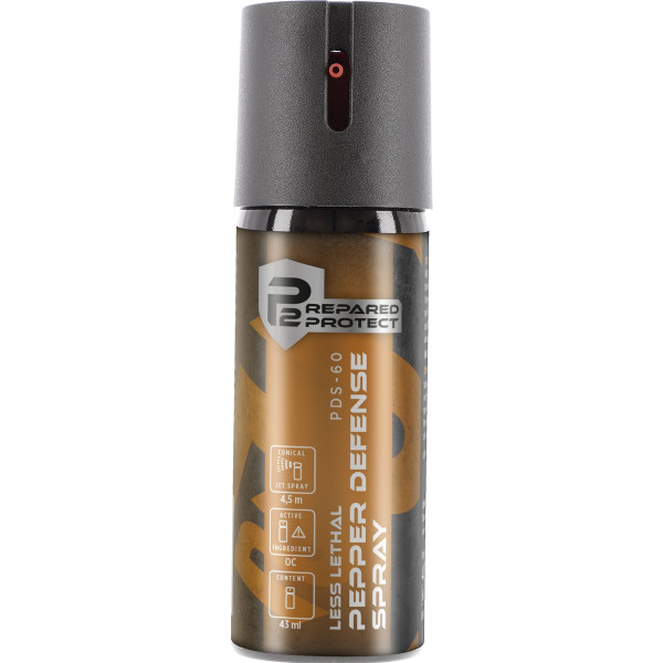 Bombe lacrymogène poivre Prepared 2 Protect PDS-60 jet conique 43 ml