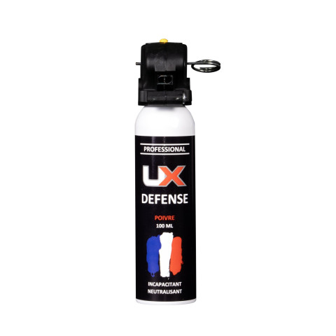 Bombe lacrymogène gel poivre UX Pro 100 ml poignée standard