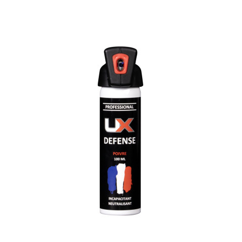Bombe lacrymogène gaz poivre UX Performance Pro 100 ml poignée noire