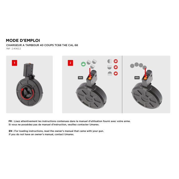 Chargeur à tambour 40 coups T4E TC68 calibre 68
